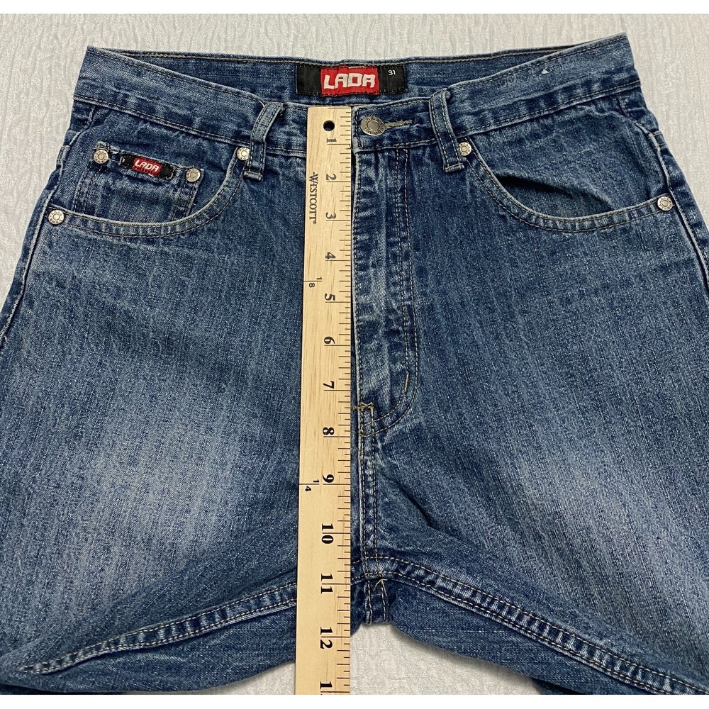 LADA Mens Blue Jeans Wide Leg Straight Distressed Denim Pants Size 30 Y2K Skater - Picture 10 of 11